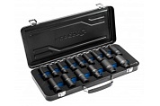 HOEGERT Набор ударных глубоких шестигранных головок 1/2", 15 шт. в кейсе, CrMo