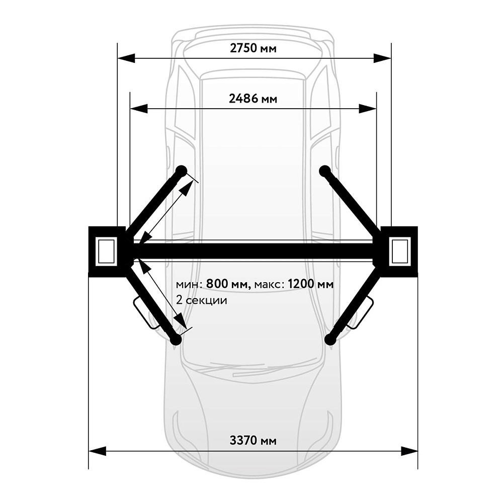 WDK-522E Двухстоечный автомобильный подъемник с нижней синхронизацией, г/п 4 т Wiederkraft