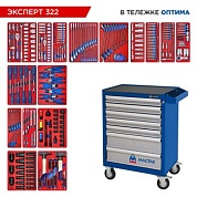 Набор инструментов 323 предмета, "ЭКСПЕРТ 322", в синей тележке МАСТАК 52-07322B
