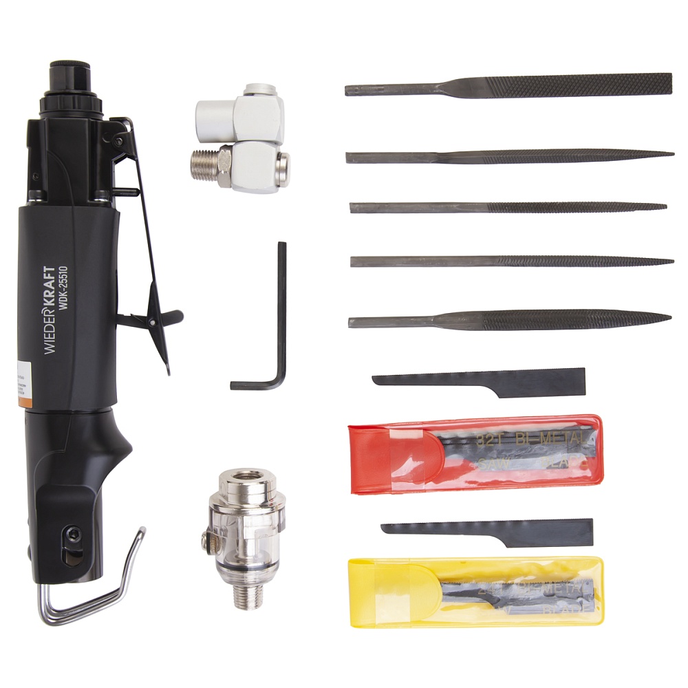 WDK-25510 Лобзик пневматический с набором аксессуаров, 22 предмета
