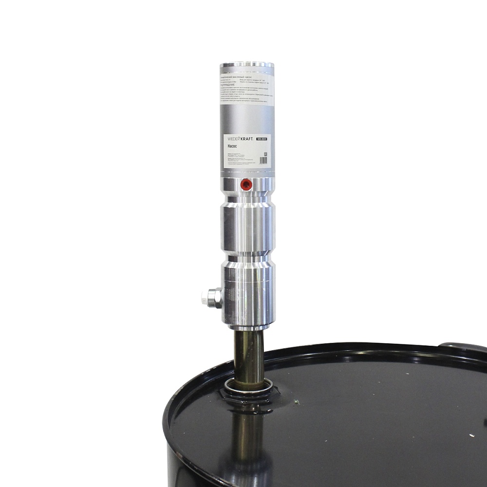 WDK-892410 Насос для бочек 5:1 с настенной катушкой высокого давления (10м)  и цифровым расходомером Wiederkraft