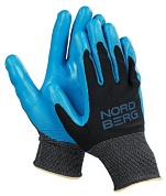Перчатки маслобензостойкие, черная основа/ синее покрытие NORDBERG NPG1508BB