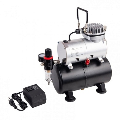 Миникомпрессор безмасляный (ресивер 3л, производительность 23л/мин, рабочее давление 3-4bar)+переходник Rotake RT-086