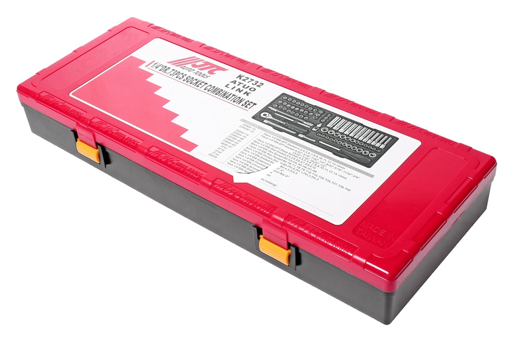 Набор головок торцевых 1/4" 6-ти гранных в кейсе 73 предмета JTC