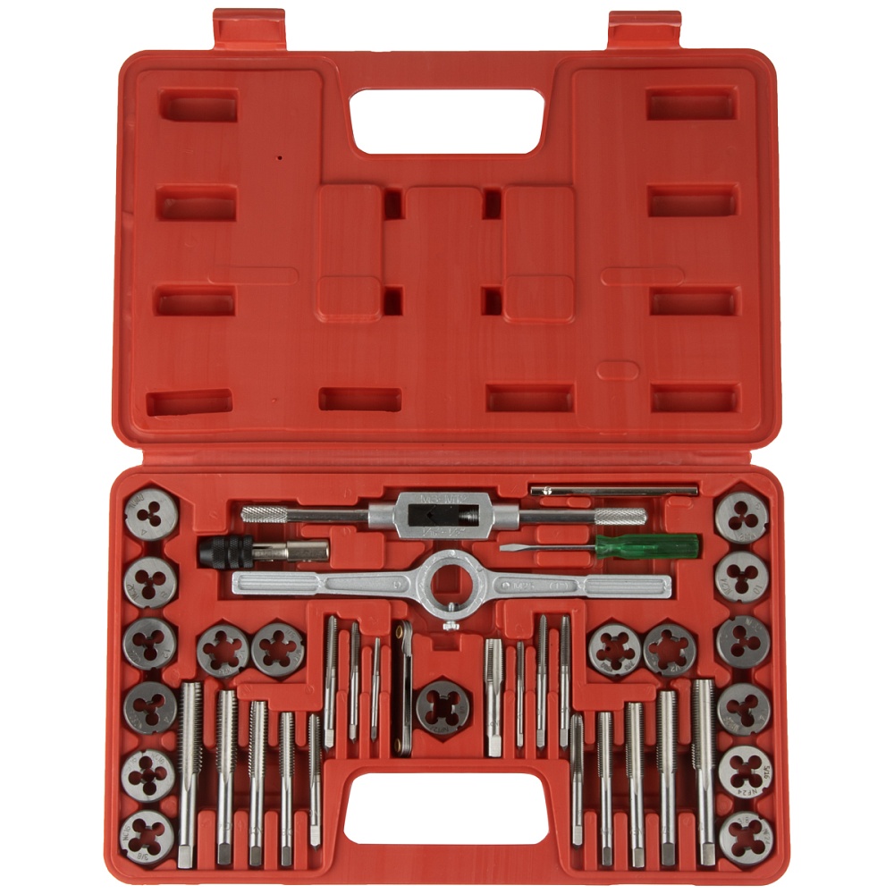 OPT-ITDS40 Набор метчиков и плашек 4NC40 - 1/2NF20, 40 предметов, дюймовая резьба OPTIMUS