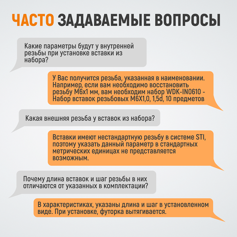 WDK-IN05082 Резьбовые вставки M5X0,8, 2,5d, 10 предметов Wiederkraft