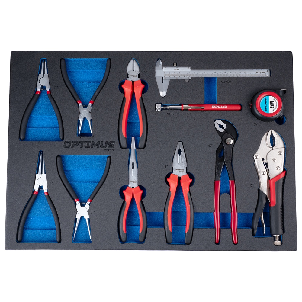 OPT-717M Тележка инструментальная 7 полок с набором инструментов, металлическая столешница OPTIMUS