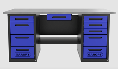 Верстак с ящиком двухтумбовый 4 ящиков /5 ящиков 1800*700 синий GAROPT, GT1800Y1Y4Y5.blue