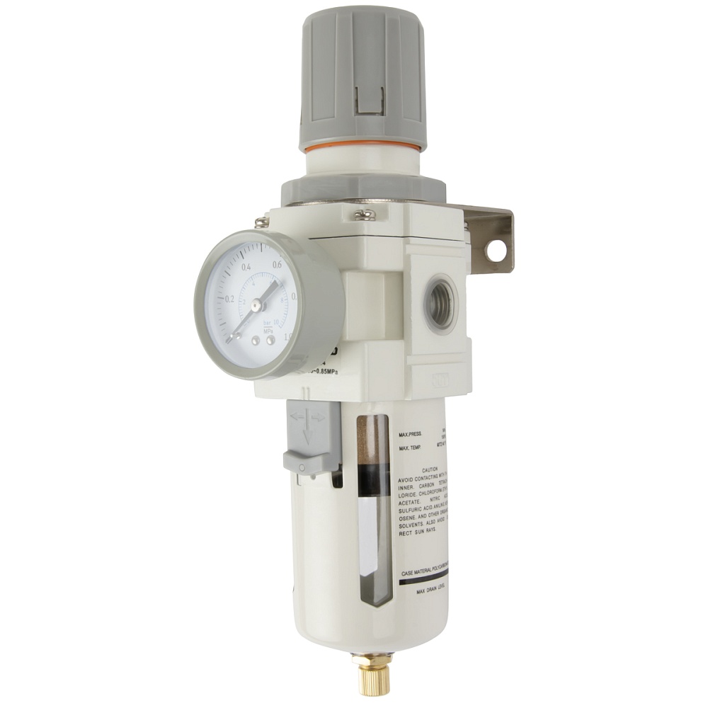 AW4000-04 Фильтр-масловлагоотдилетель с манометром и регулятором давления 1/2" Wiederkraft