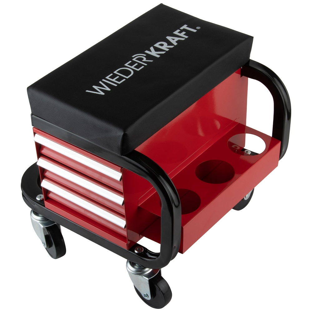 WDK-86032 Табурет механика с 3 инструментальными ящиками, г/п 110 кг Wiederkraft