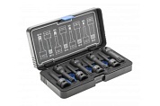 HOEGERT Торцевые головки, ударные Spline, 8 шт.: M5, M6, M8, M10, M12, M14, M16, M18, 1/2", CrMo